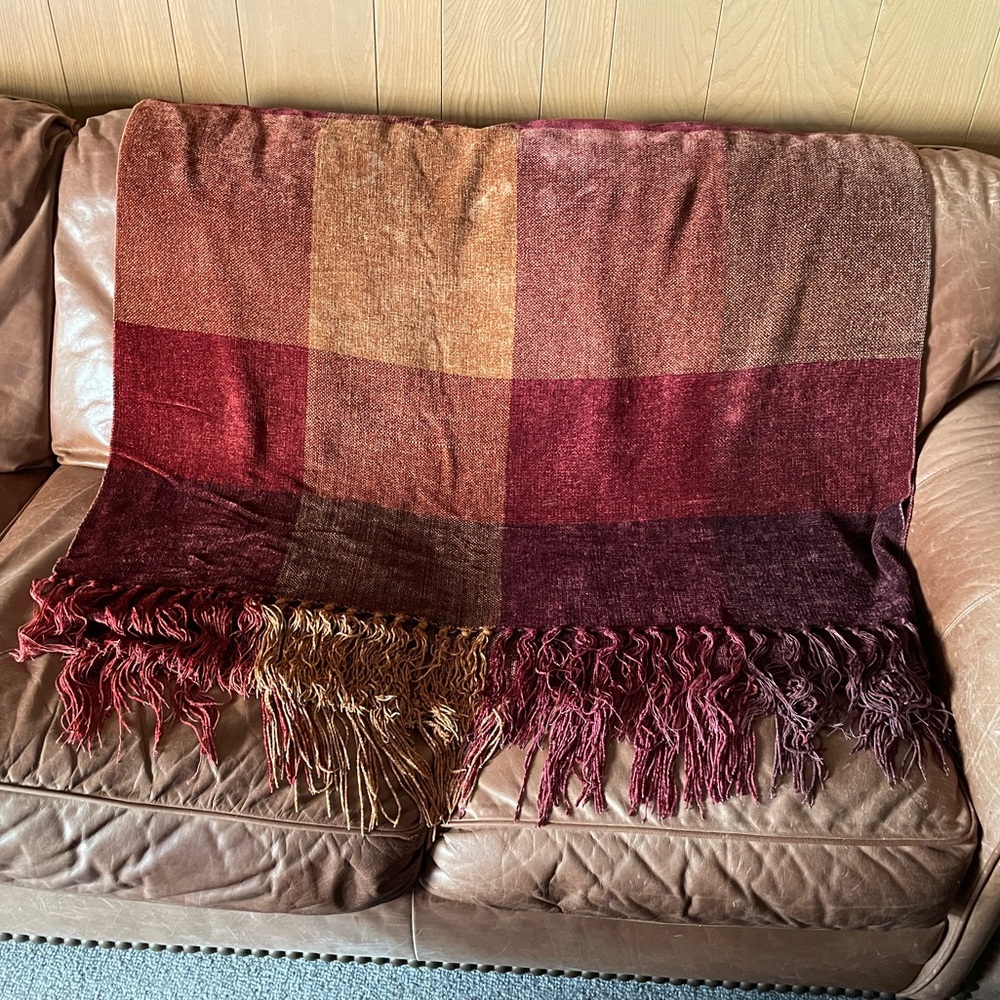 Pottery Barn Throw Blanket 78” x 44”, fringe adds another 6” on each side